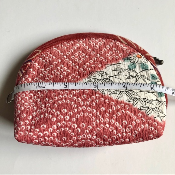 NEW Japanese Coin Purse Pouch Bag Floral Bamboo Print Handmade Small NWOT - Picture 6 of 12
